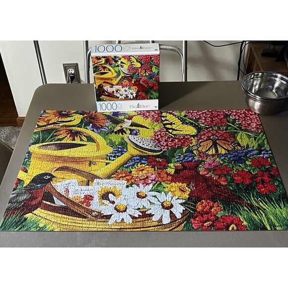 Garden Friends 1,000 Piece Jigsaw Puzzle Big Ben 27”x20” Used Missing C9 & R27 - Picture 2 of 9